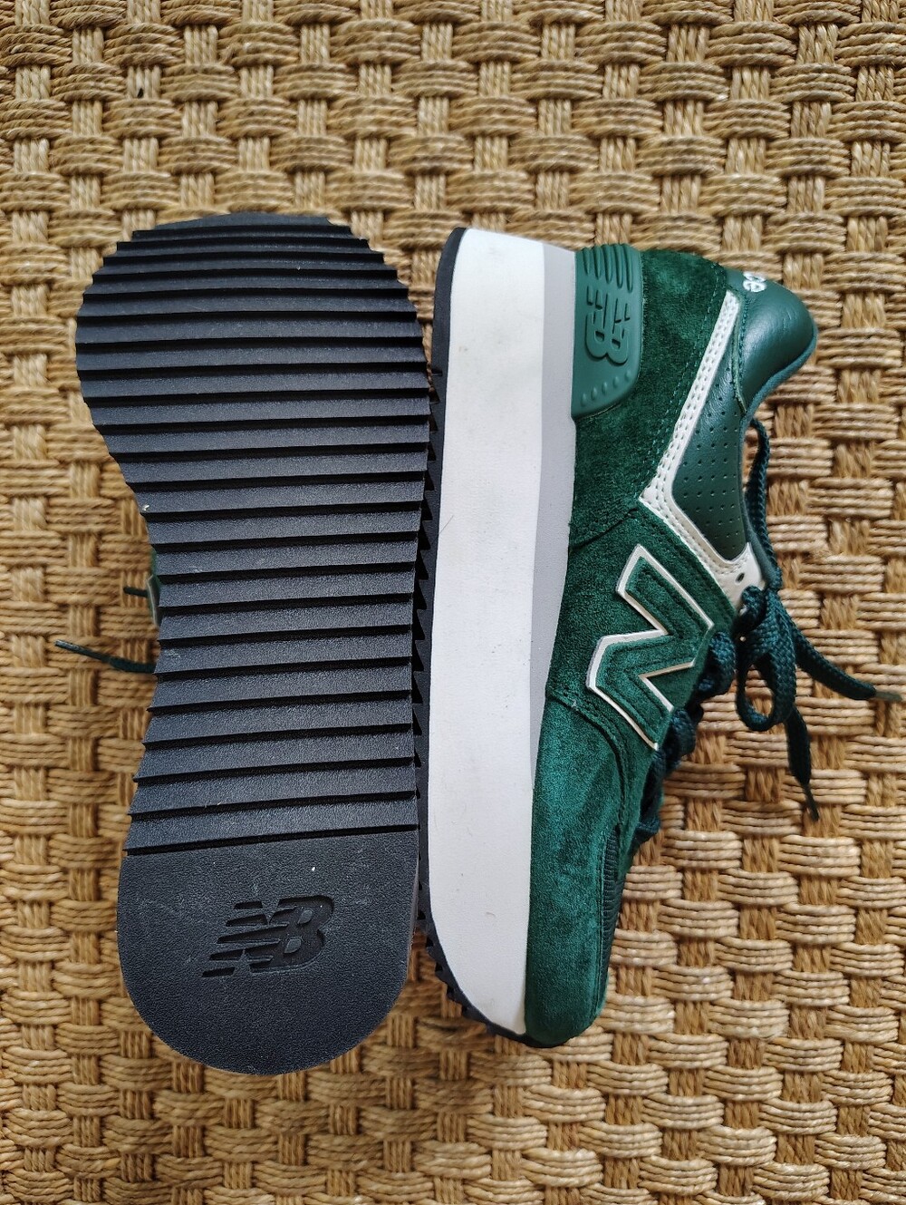 New Balance 574+ Platform Retro Running Shoes/Sneakers -Green Sz 7.5 - Picture 5 of 10